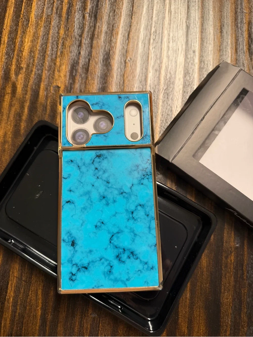 SQUARE by FLAUNT Turquoise Marble iPhone 17 Pro Case